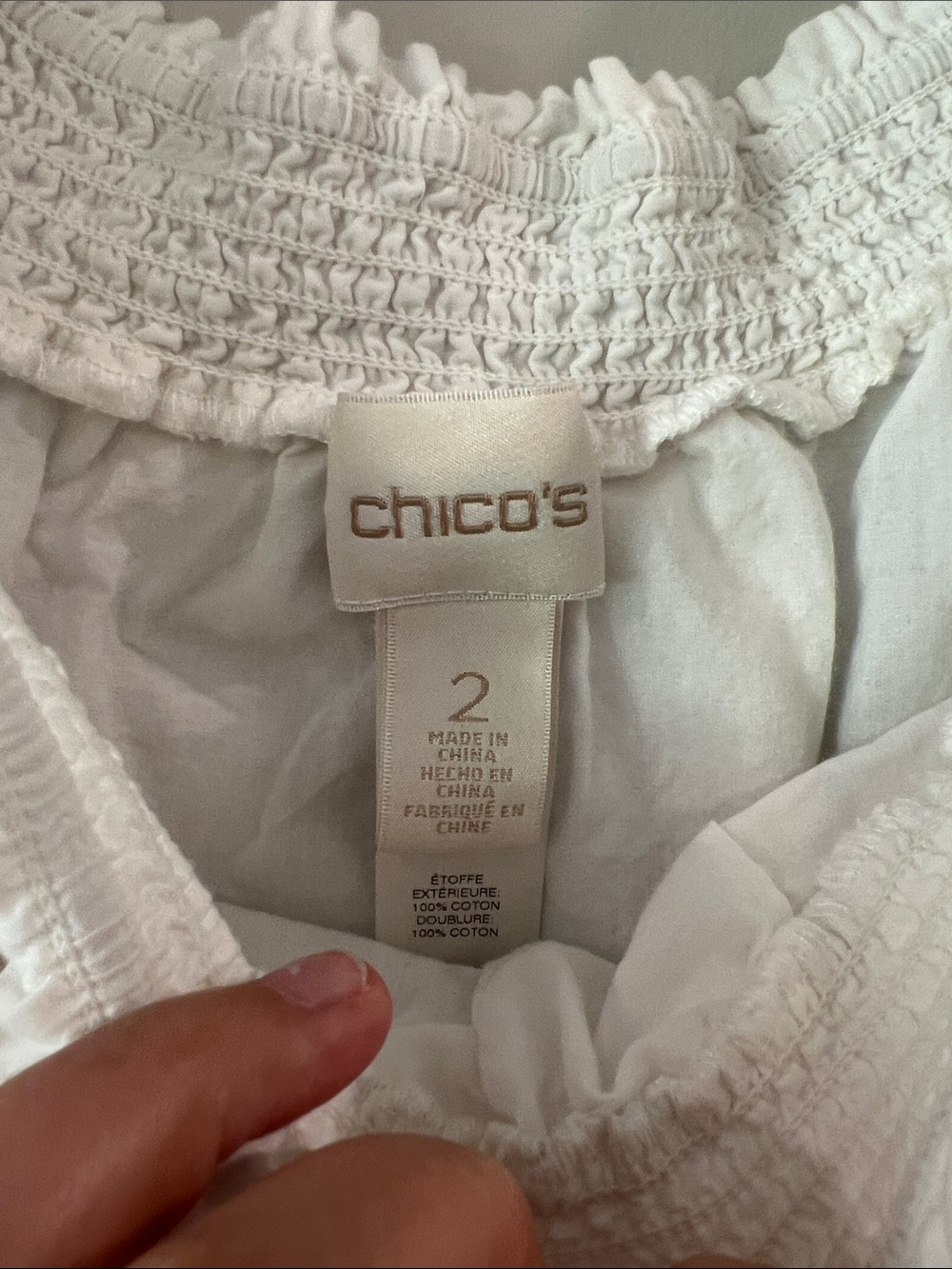 Chico's White Lace Crochet Peasant Blouse - off shoulder, 2 - Picture 4 of 6
